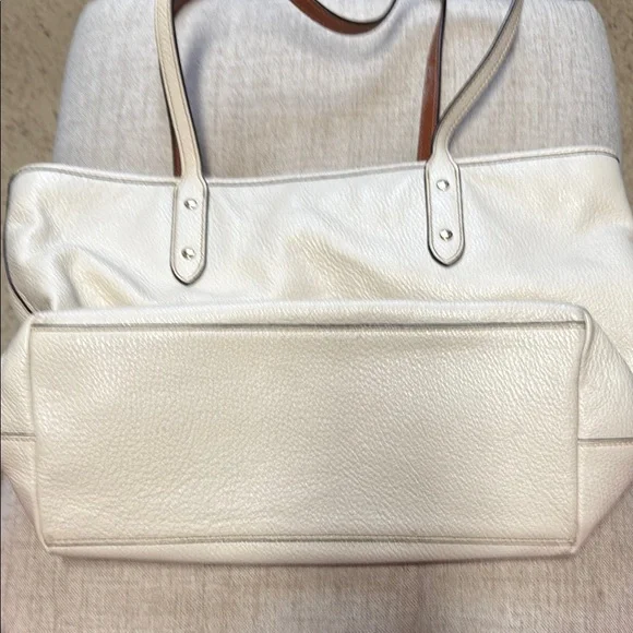 Coach White Leather Tote with Mickey Mouse Patch - Picture 2 of 7